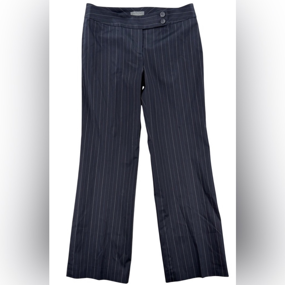 ANN TAYLOR Lindsay Lined Dress Pants Black Pinstripe - Fine Italian Fabrics- 2P